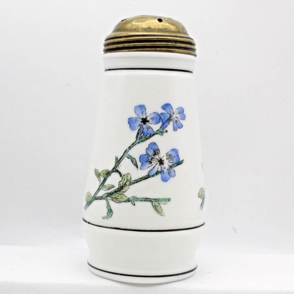 Challinor Taylor Glass Sugar Shaker Muffineer Painted Opalware Florals  Antique - Picture 3 of 9